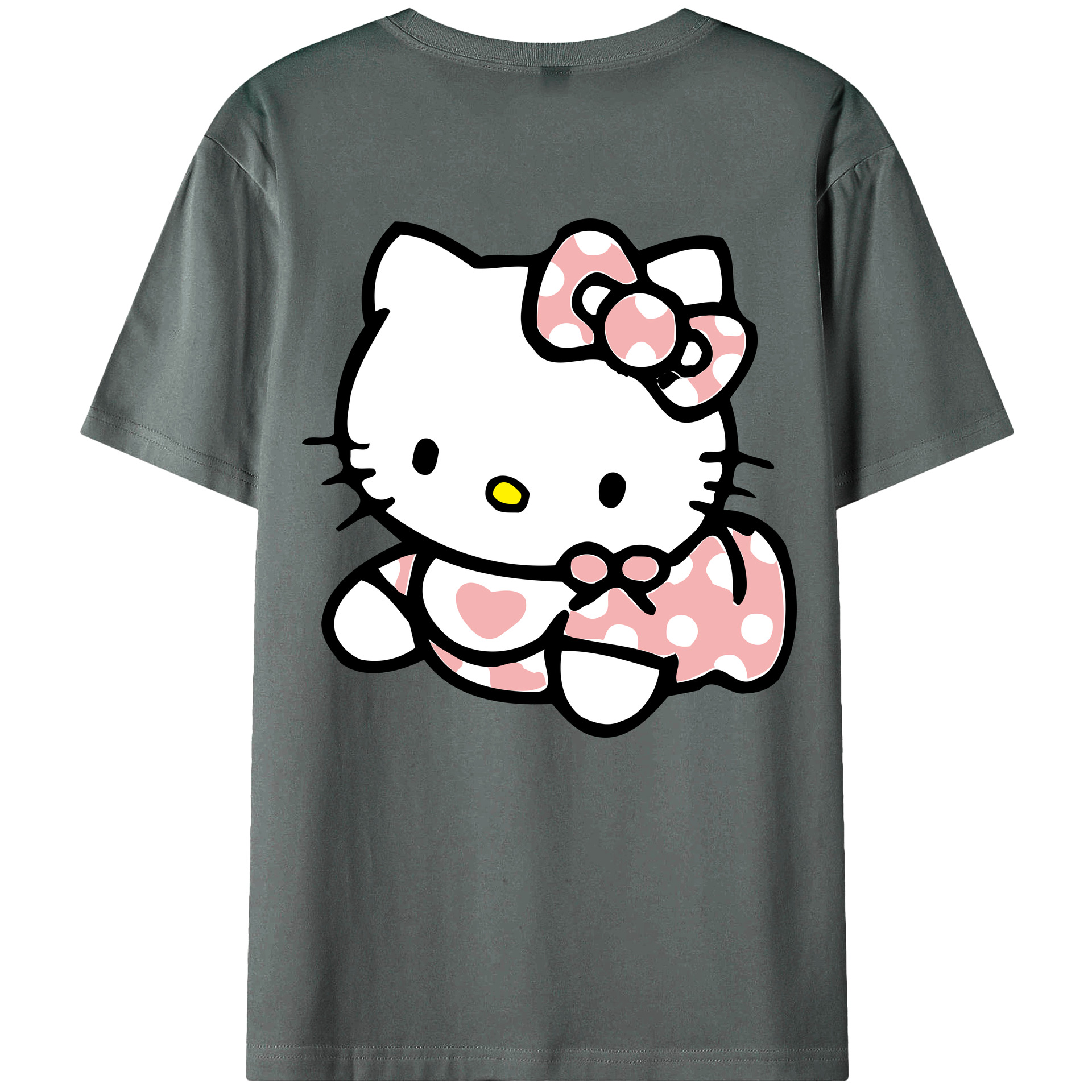 （画像用） Hello Kitty ハローキティ 綿100％ メンズ半袖Tシャツ（バックプリント） 通気性